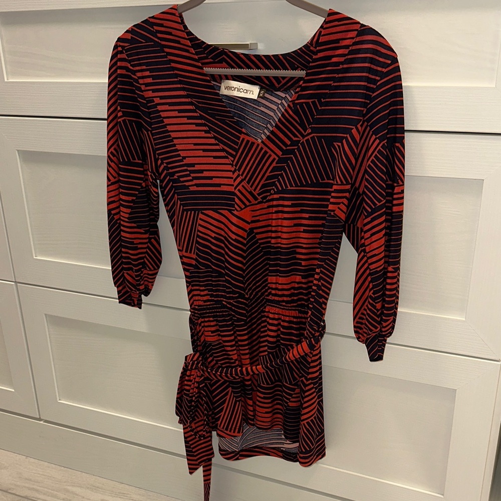 Veronica M Red and Black Striped top